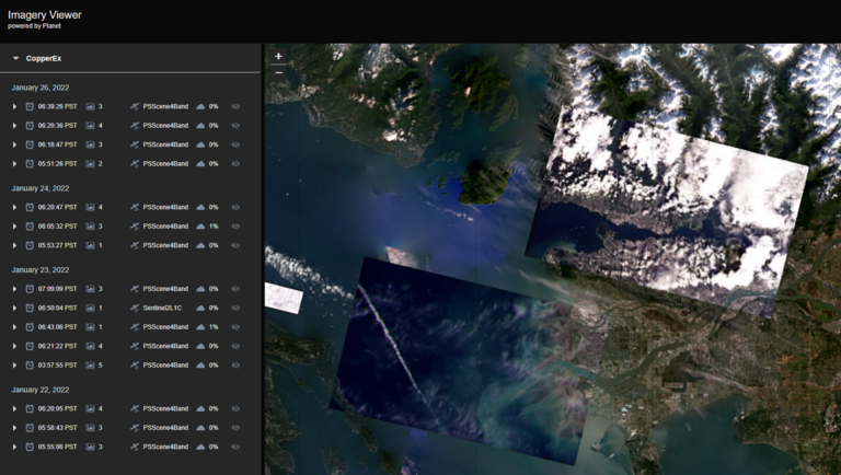 Screenshot of satellite imagery web application