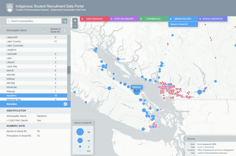 Screenshot of Indigenous Student Enrollment Tracker web application